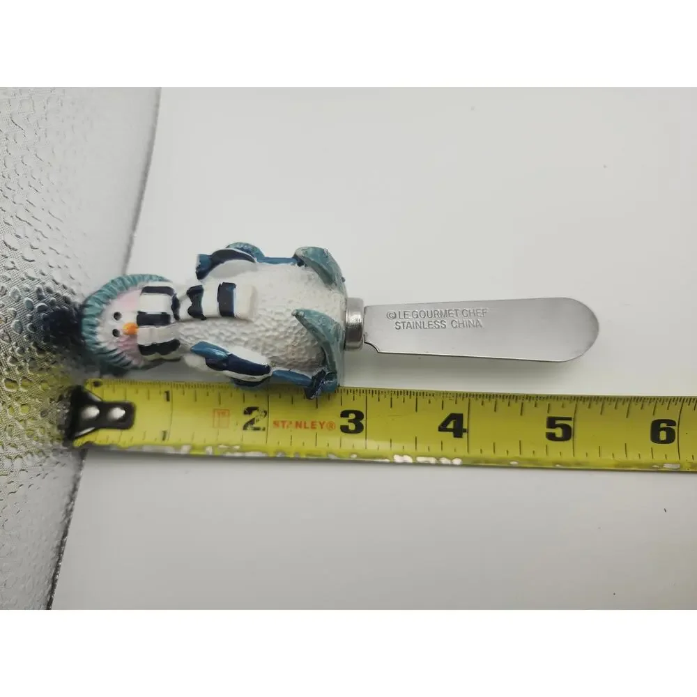 Le Gourmet Chef Snowman Cheese Spreader Christmas Holiday Resin Handle Stainless